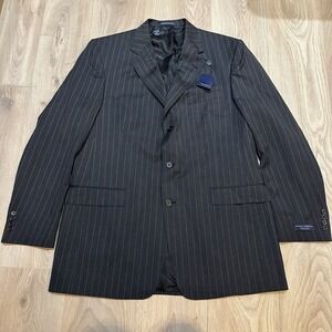 Daniel Cremieux Blazer Men's 44L Charcoal Gray 100% Wool Pinstriped Jacket $550